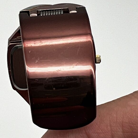 Vivani Women's Brown Gold Tone Square Face Analog Cuff Bracelet Watch Working - Picture 11 of 11